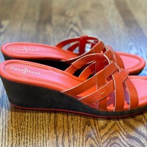 Cole Haan Orange Strappy Wedge Sandals - Orange